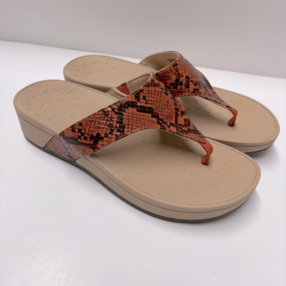 Vionic Pacific Naples Platform Slip On Sandals Snakeskin Print Sz 12 WIDE